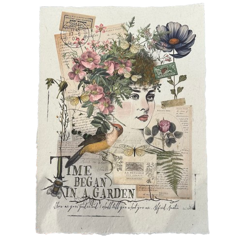12x16 Artisan Paper Print, time began in a garden
