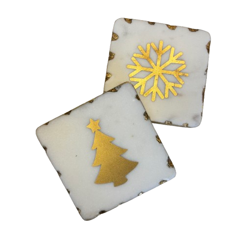 Holiday Marble Coasters, set/4