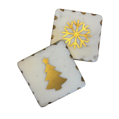 Holiday Marble Coasters, set/4