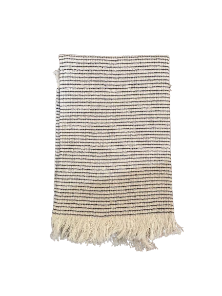 Waffle Towel with Fringe, blue