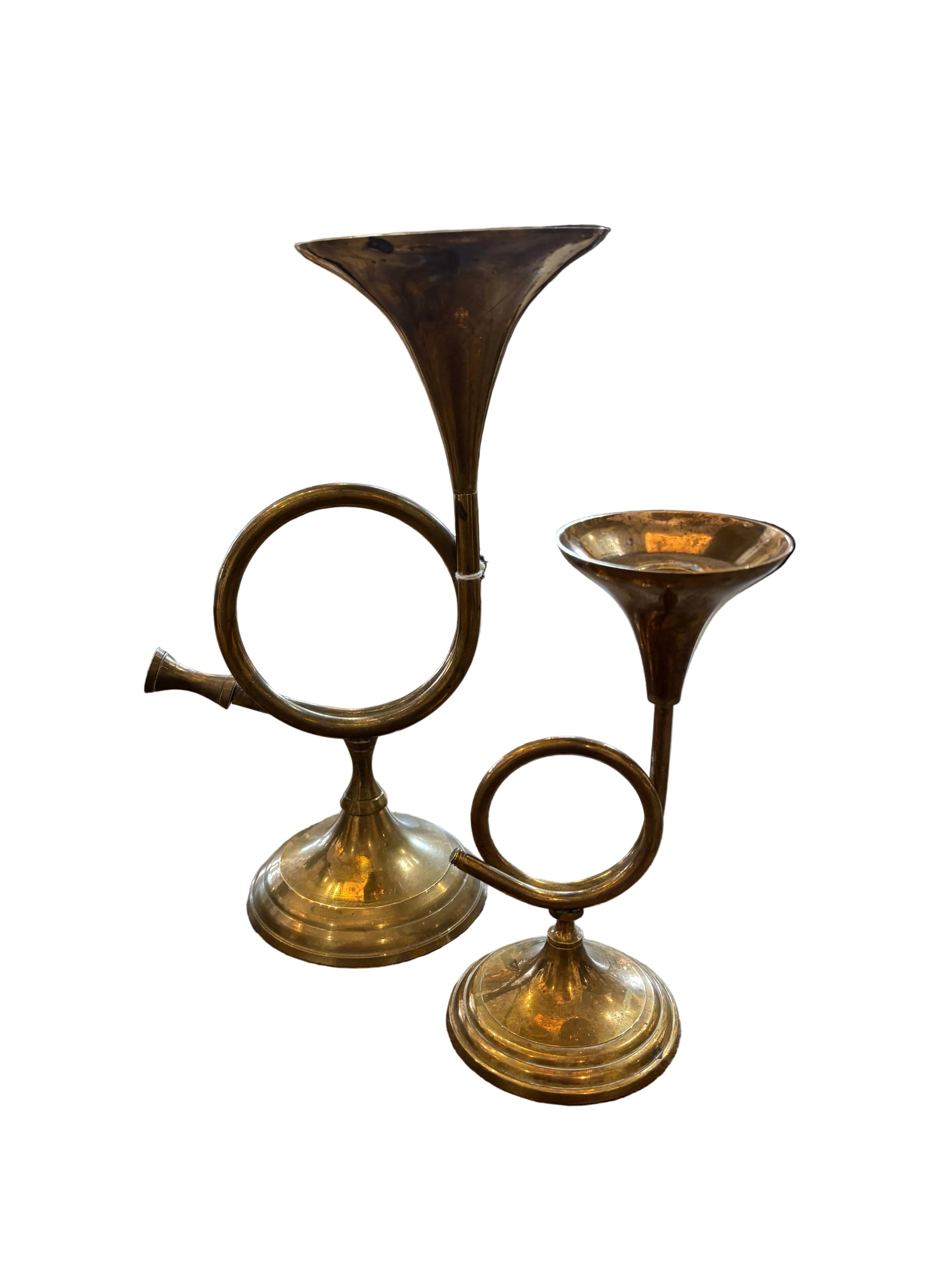 Vintage French Horn Candle Stick