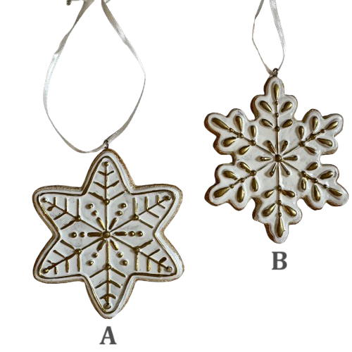 Snowflake Ornament, white/gold