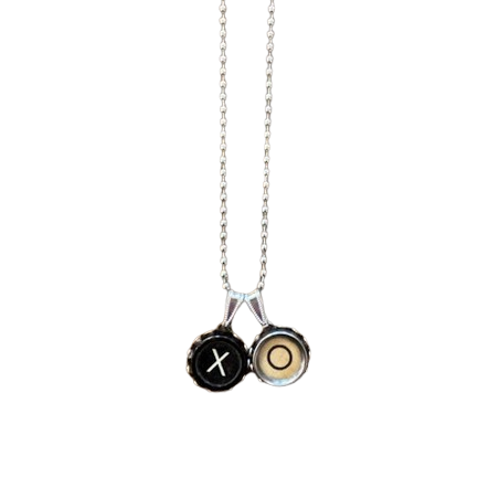 Typewriter Key Pendant Necklace, XO