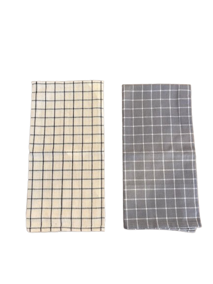 Grid Pattern Towel, grey/white
