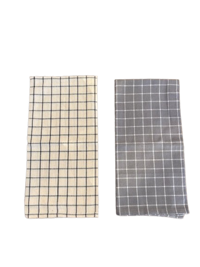 Grid Pattern Towel, grey/white