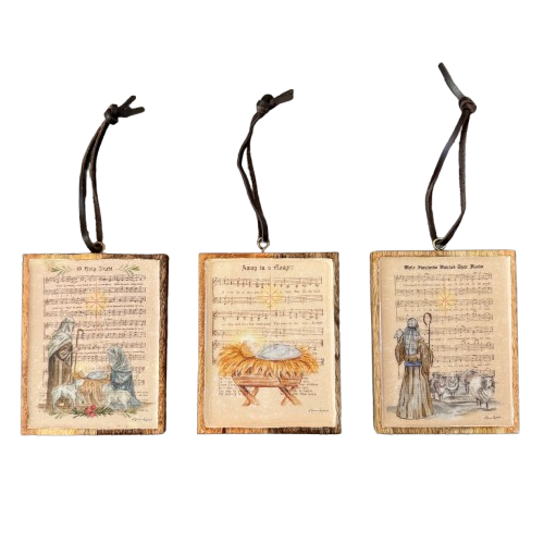 Wooden Hymn Ornament, shepherds