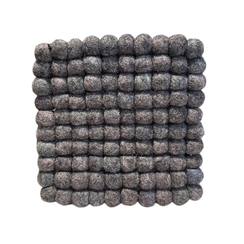 Wool Felt Ball Pot Holder, grey square