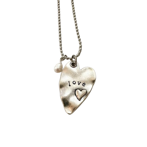 Hammered Heart Necklace, love