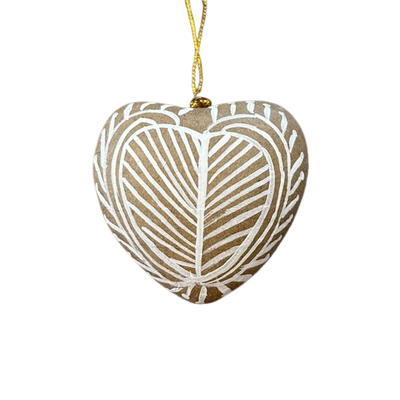 Paper Mache Heart Ornament, gold