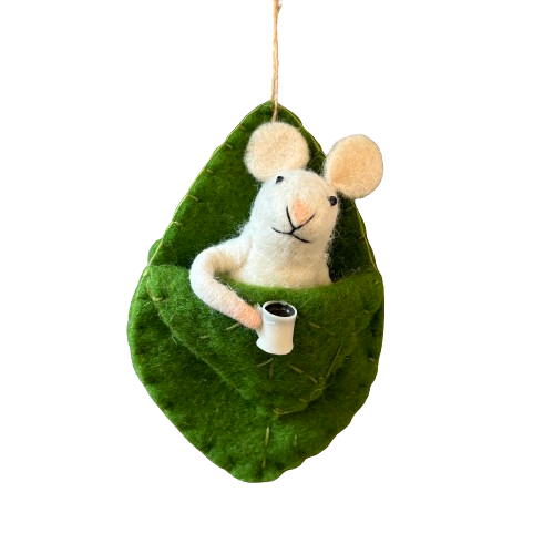 Felt Leaf Mouse Ornament