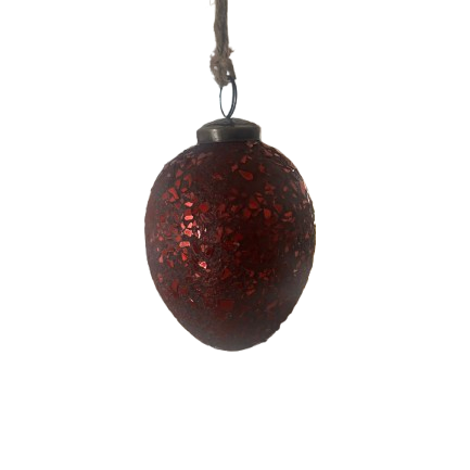 Crushed Glass Ornament, red