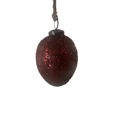 Crushed Glass Ornament, red