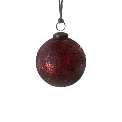Crushed Glass Ornament, red