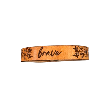 Leather Bracelet - Floral/Word