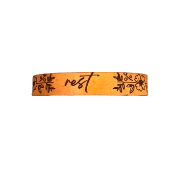 Leather Bracelet - Floral/Word