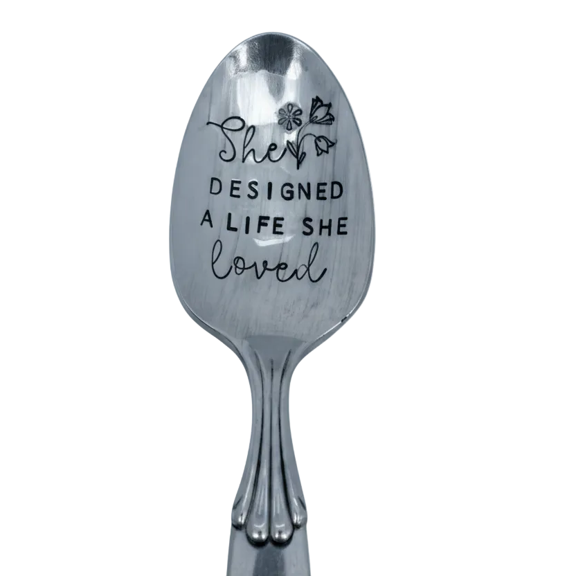 Vintage Stamped Spoon "She Designed a Life She Loved"