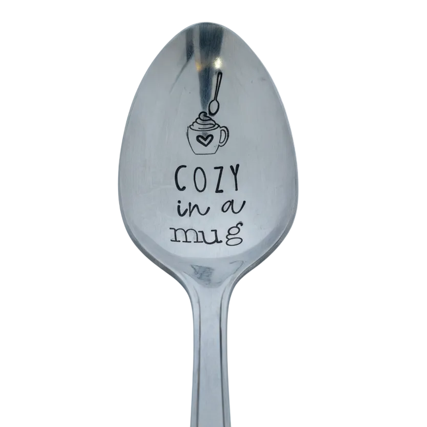 Vintage Stamped Spoon "Cozy in a Mug"
