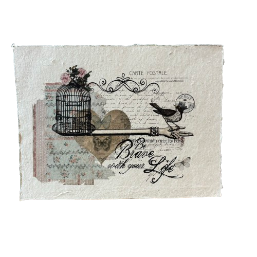 12x16 Artisan Paper Print, be brave (bird cage)