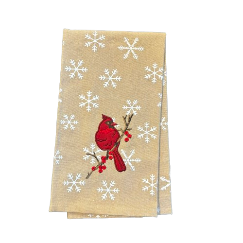 Cardinal Snowflake Tea Towel