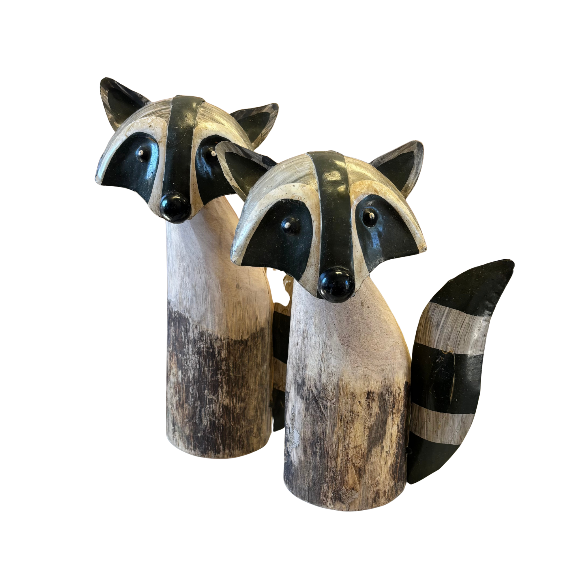 Wood and Metal Raccoon