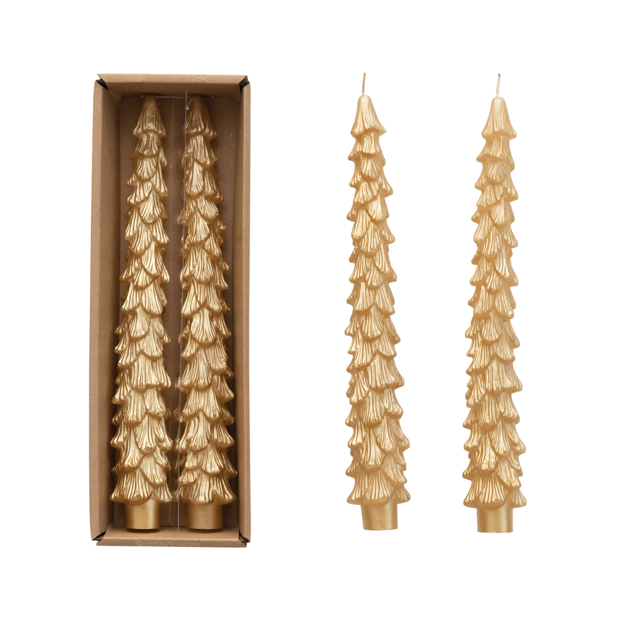 Tree Candles, gold, set/2