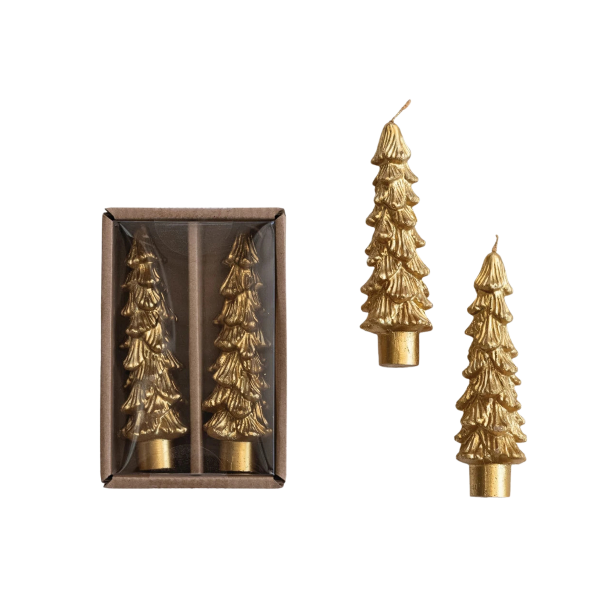 Tree Candles, gold, set/2