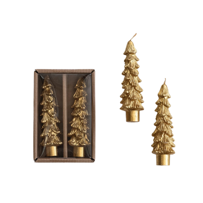 Tree Candles, gold, set/2