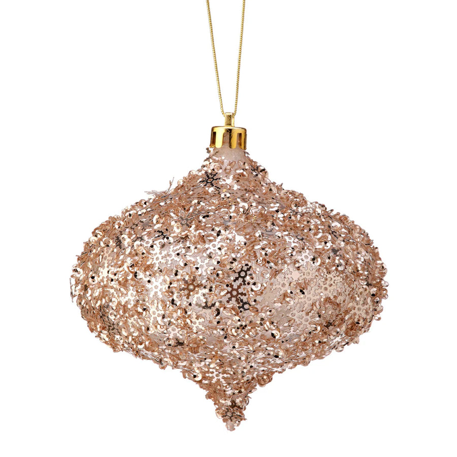 Snowflake Glitter Ornament, champagne