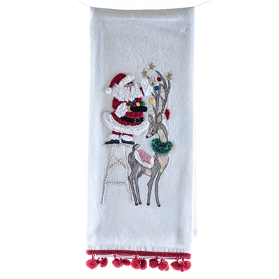 Santa and Reindeer Tea Towel