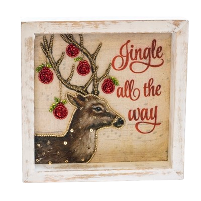 Wood Framed "Jingle" Deer
