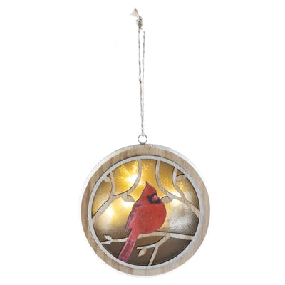 Round Lit Cardinal Ornament