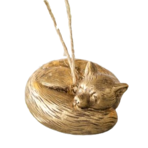 Sleeping Fox Ornament, gold