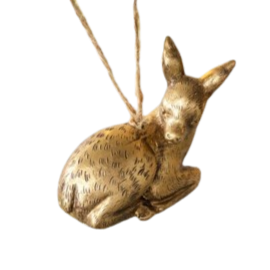 Laying Deer Ornament, gold