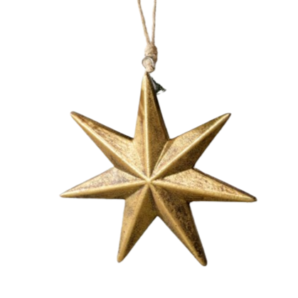 Wood Star Ornament, gold