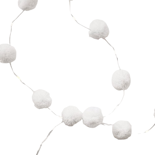 LED Pom Pom Wire Garland, white