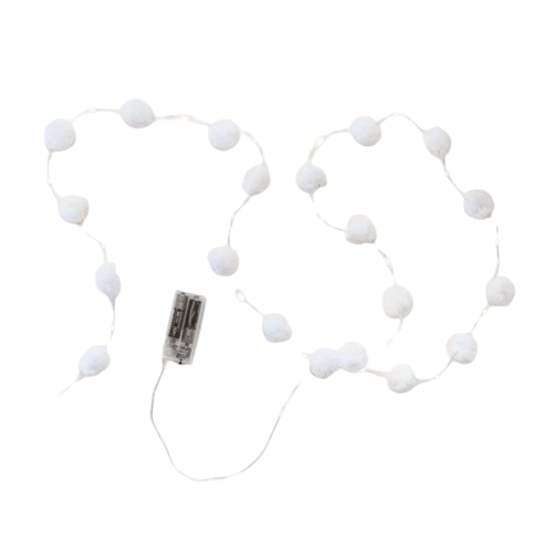 LED Pom Pom Wire Garland, white
