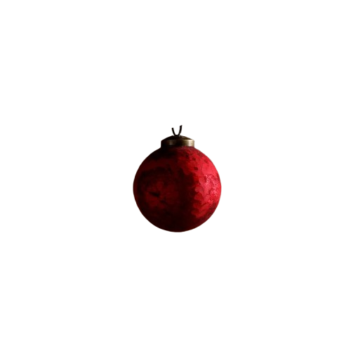 Frosted Etched Glass Ornament, red