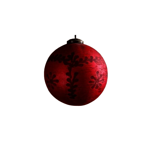 Frosted Etched Glass Ornament, red