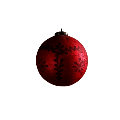 Frosted Etched Glass Ornament, red