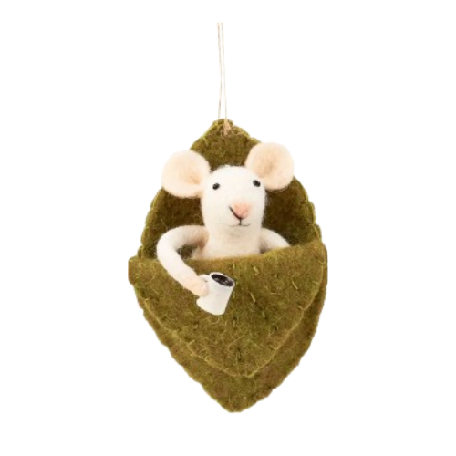 Felt Mouse in Leaf Bed - autumn