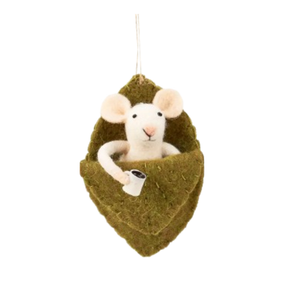 Felt Mouse in Leaf Bed - autumn