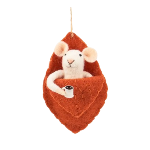 Felt Mouse in Leaf Bed - autumn