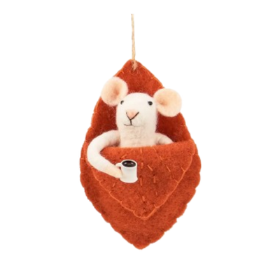 Felt Mouse in Leaf Bed - autumn