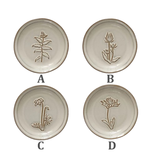 Floral Embossed Stoneware Dish