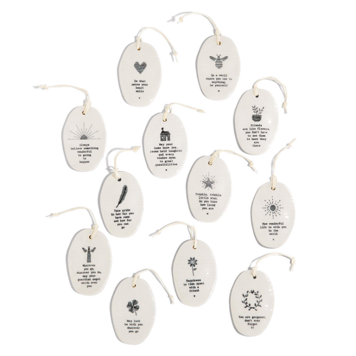 Porcelain Oval Hanging Tag