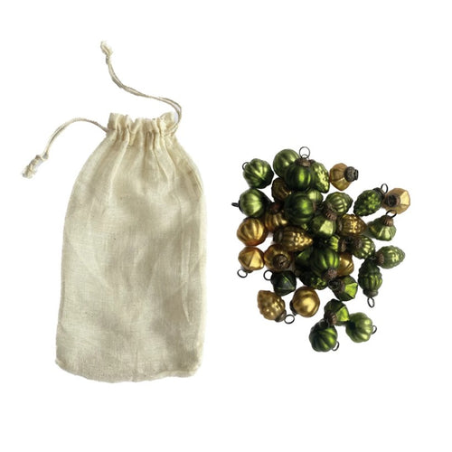 Mercury Glass Ornaments, green and gold mix