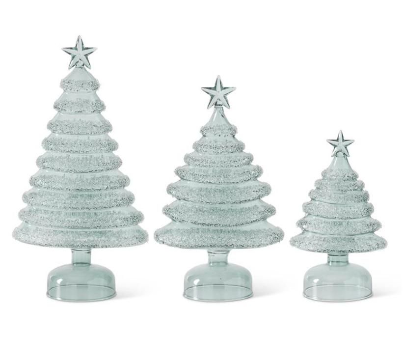 Glass Christmas Tree, sage