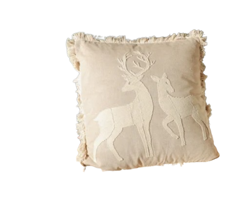 Deer Duo Pillow, beige
