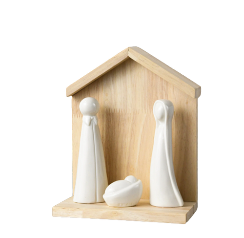 Wood/Porcelain Nativity