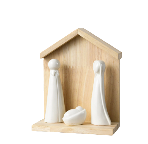 Wood/Porcelain Nativity